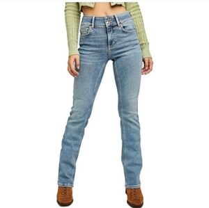 Free People We theFree Shayla Mid Rise Bootcut Jeans Size 28 Embroidered Pockets